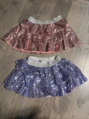 Girls' Sequin Ruffle Skirts - Pink and Purple